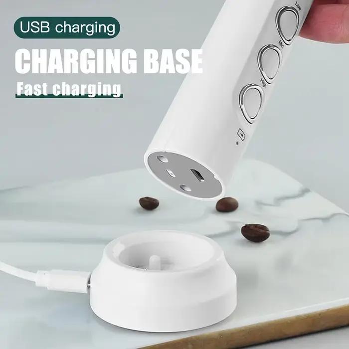 Mousseur à lait rechargeable USB polyvalent avec trois modes de mélange pour café et pâtisserie à offrir pour cuisine moderne