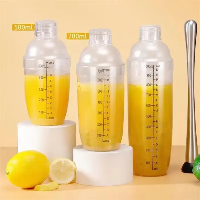 Shaker manuel en PC 500ml 700ml pour thé au lait vin boissons avec graduations artisanal thé au citron