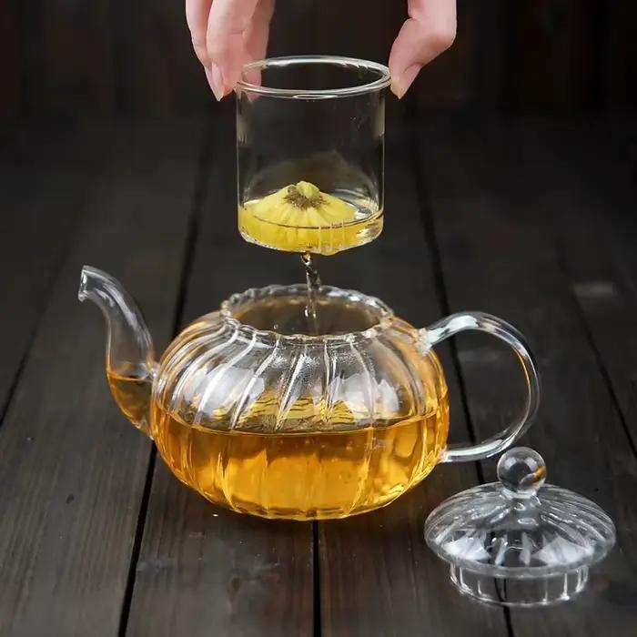 Théière fleur en forme de Aliments rayée