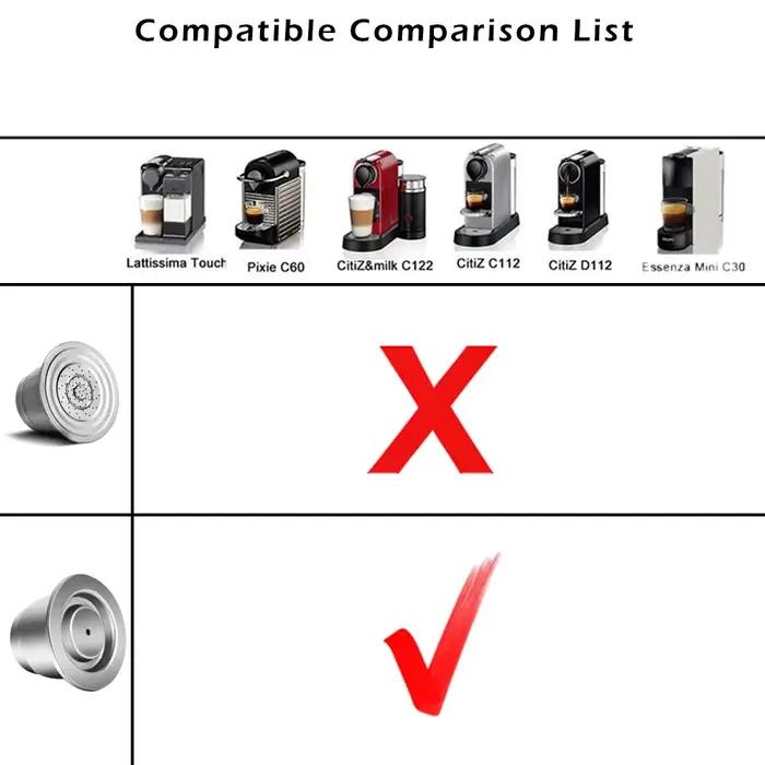 Capsule de café réutilisable en acier inoxydable pour Nespresso Original Line avec anneau doseur pour café personnel et durable à offrir pour occasions spéciales