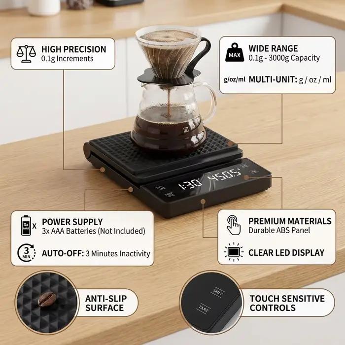 Balance à café 3kg/0.1g avec minuterie
