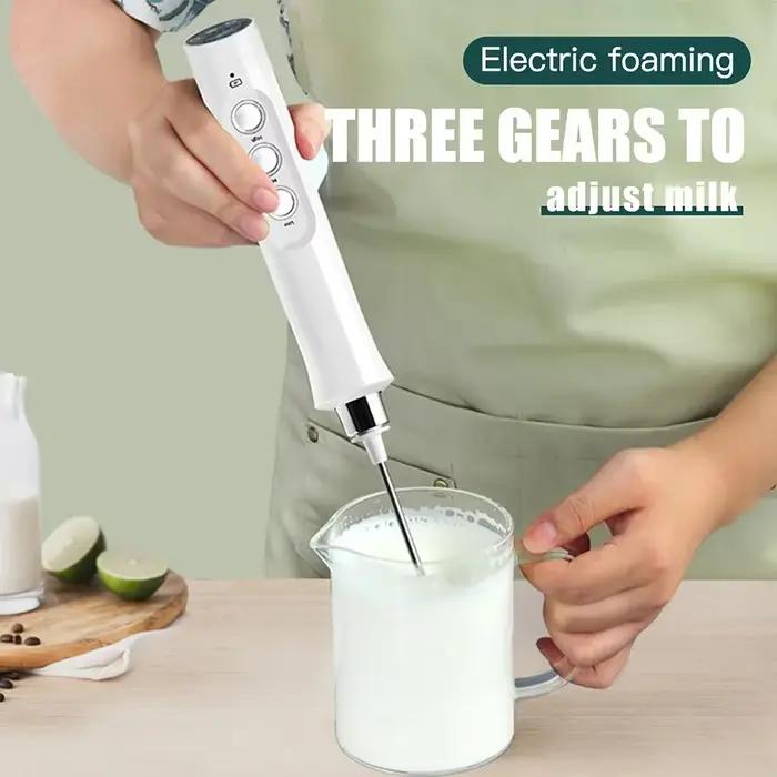 Mousseur à lait rechargeable USB polyvalent avec trois modes de mélange pour café et pâtisserie à offrir pour cuisine moderne
