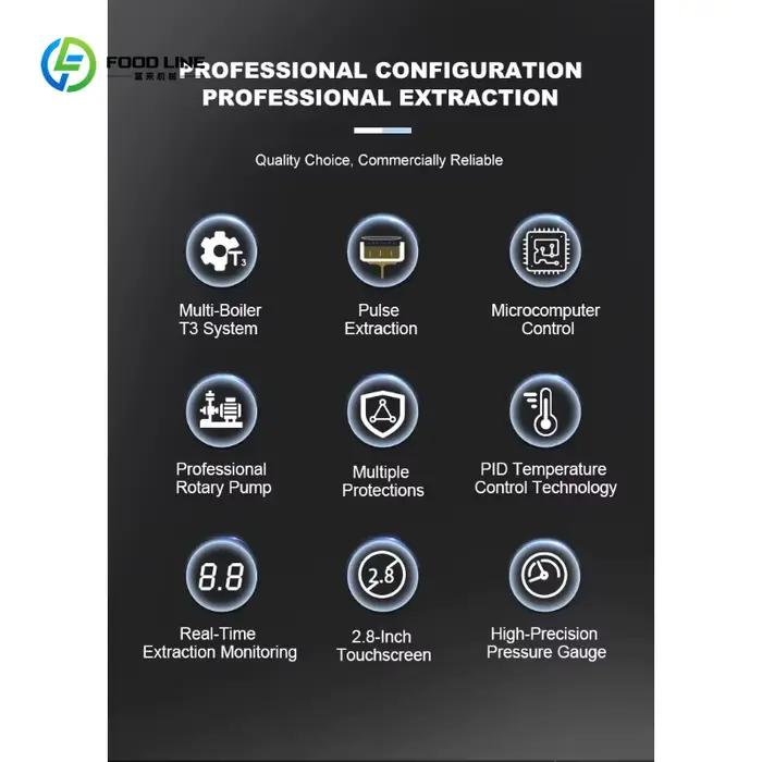 Machine à expresso et à thé semi-automatique personnalisée avec comptoir intégré pour barista professionnel