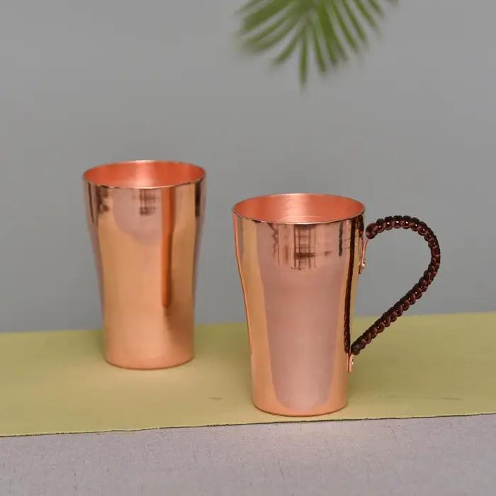 Tasse en cuivre pur 400ml artisanale pour café thé cocktails design élégant maison bureau cadeau occasions spéciales