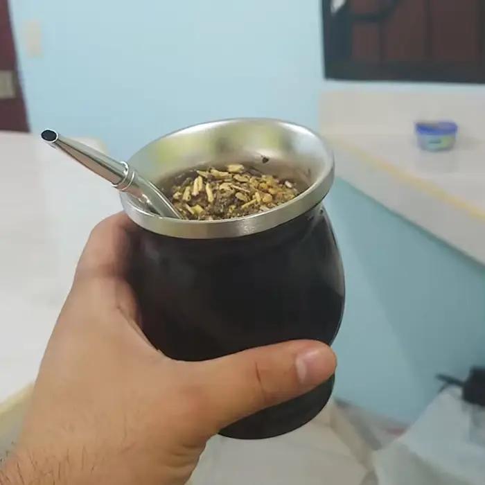 Tasse Yerba Mate en acier inoxydable 304 avec double paroi, cuillère incluse, bombillas et brosse de nettoyage, idéale pour les amateurs de Yerba Mate et pour les occasions spéciales