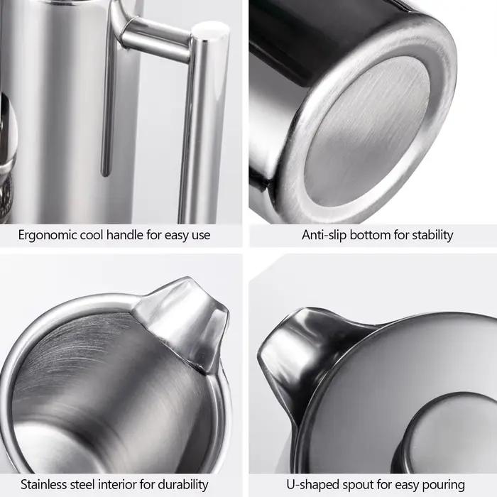 Cafetiere a piston en acier inoxydable double paroi isolee 350 ml 800 ml 1000 ml pour maison et bureau avec filtre a mailles fines pour cafe de qualite superieure occassions speciales