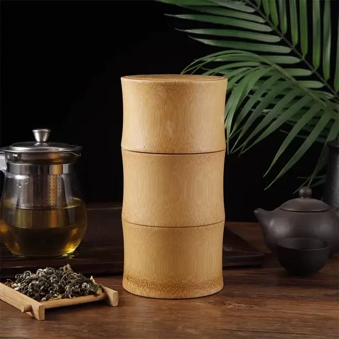 Boîte de stockage de nourriture en bambou naturel pour thé, noix et épices, organisateur écologique pour la cuisine, conteneurs de rangement pour la maison, cadeau de mariage durable