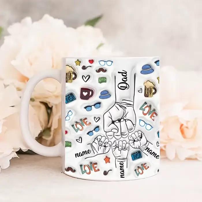 Tasse personnalisée avec nom de papa et d'enfants