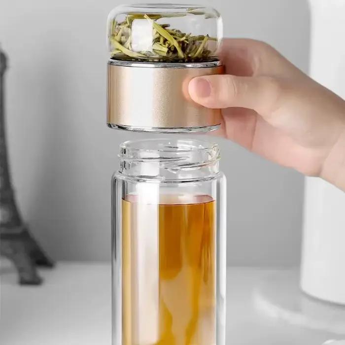 Bouteille d'eau à thé en verre borosilicaté à haute teneur