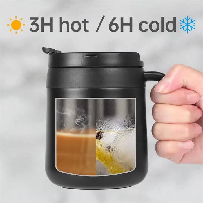 Tasse à café isolante avec poignée en acier inoxydable 350ml 500ml rouge noire pour café infusion froide thé occasionnels à offrir cadeau