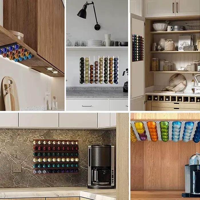 Bandes de rangement pour dosettes de café
