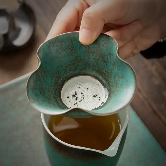Filtre à thé en céramique élégant pour la maison design rétro accessoire de thé kung fu pour amateurs de thé occasions spéciales cadeau