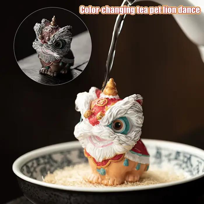 Animal de Thé Danse du Lion Changeant de Couleur Poupée Porte-Bonheur Décoration Table à Thé Occasions Spéciales Cérémonie Thé