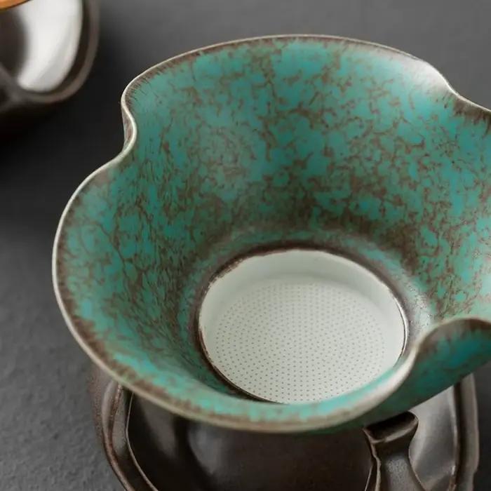 Filtre à thé en céramique élégant pour la maison design rétro accessoire de thé kung fu pour amateurs de thé occasions spéciales cadeau