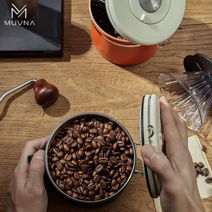 Canister de Stockage de Grains de Café MUVNA Acier Inoxydable Pour Amateurs de Café Occasions Spéciales