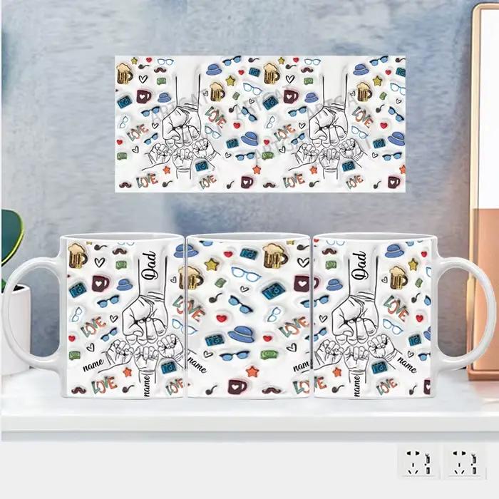 Tasse personnalisée avec nom de papa et d'enfants