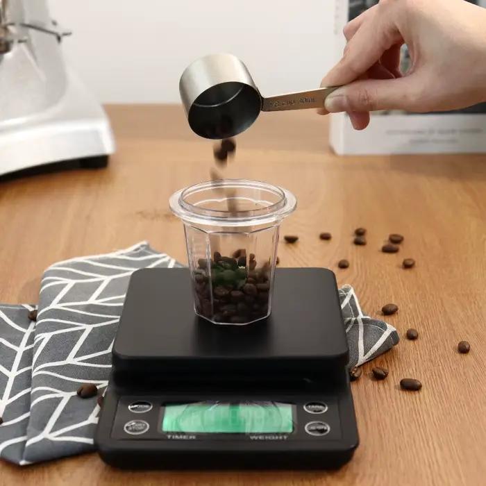 Tasse doseuse RVRQWQ en plastique transparent pour visualiser la qualité de la mouture de café blanc ou clair pour amateurs de café et professionnels