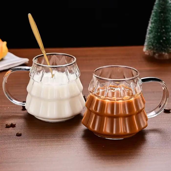 Tasse à café en verre Arbre de Noël avec paille et couvercle