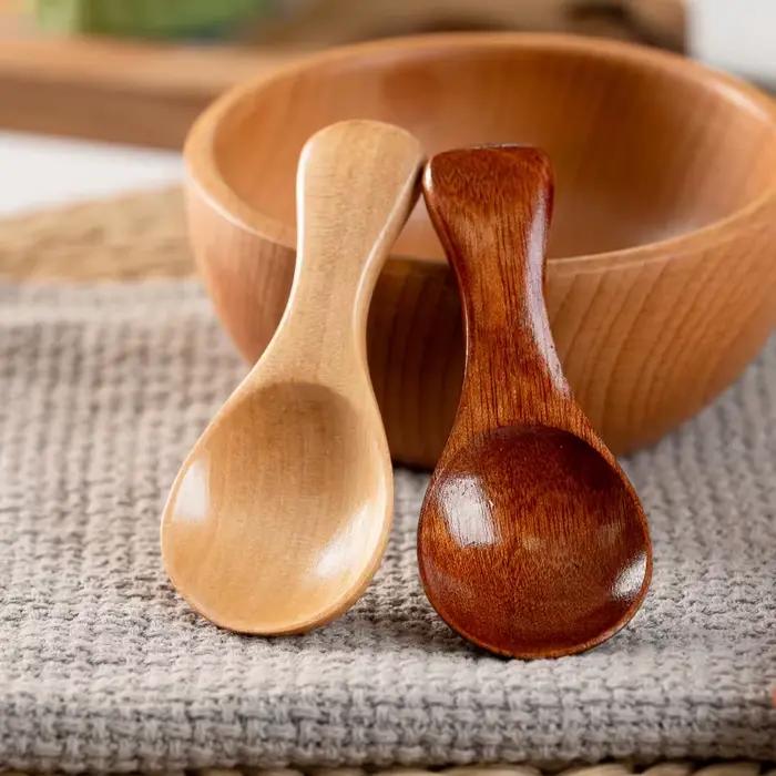 Mini cuillère à manche court en bois naturel