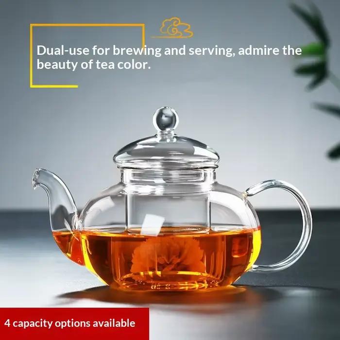 Service à thé en verre borosilicate avec théière à fleurs et ensemble de filtration pour occasions spéciales et usage quotidien