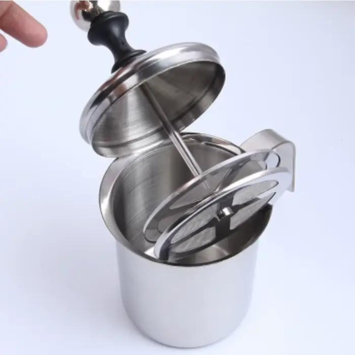 Mousseur à lait manuel 400 ml en acier inoxydable pour cappuccino