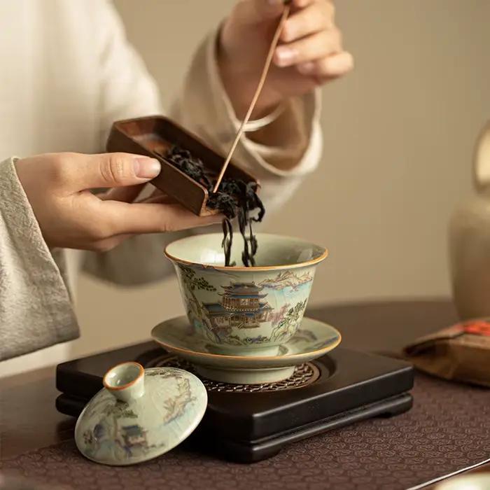 Ensemble Gaiwan en porcelaine Palace Ru Yao
