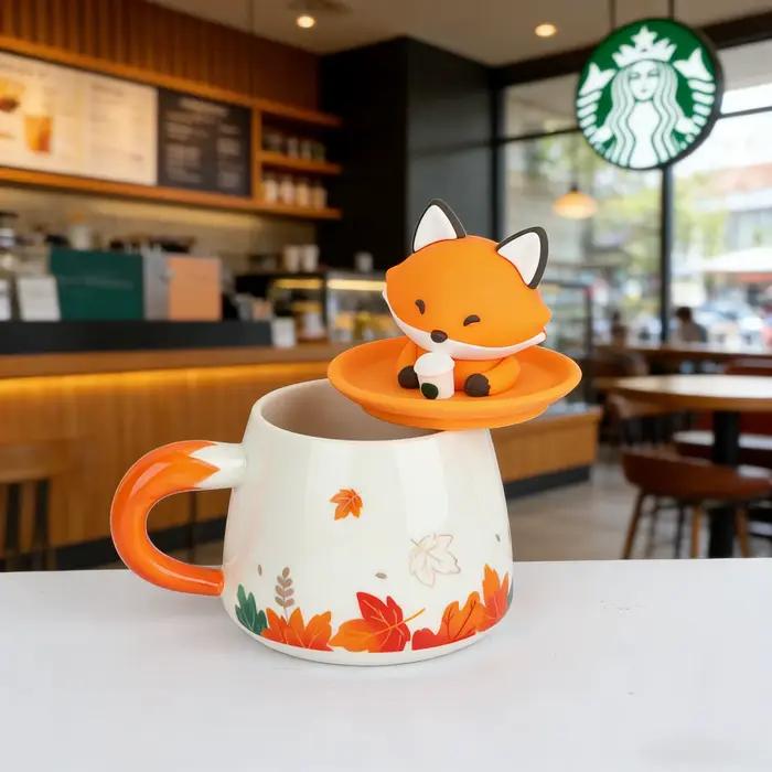 Mug Starbucks Cartoon Fox Maple Leaf 300ml