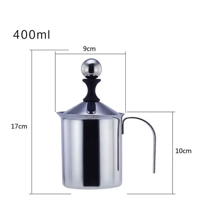 Mousseur à lait manuel 400 ml en acier inoxydable pour cappuccino
