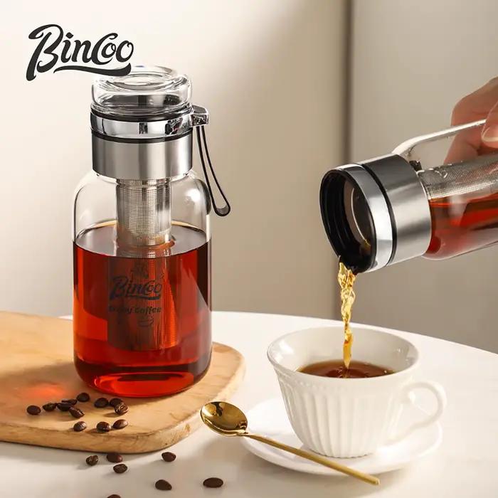 Cafetiere à infusion froide Bincoo avec infuseur à thé long en acier inoxydable carafe hermetique pour café glacé usage quotidien et cadeau design moderne