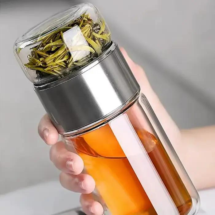 Bouteille d'eau de thé en verre à haute teneur en boro silicaté avec infuseur pour adultes occasions quotidiennes et randonnees