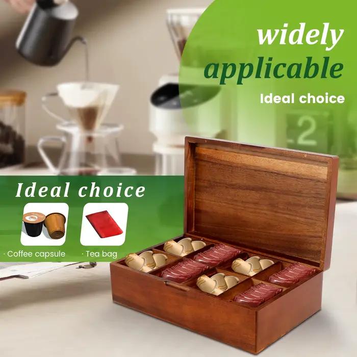 Boîte de rangement de sachets de thé en bois avec 4/8 compartiments