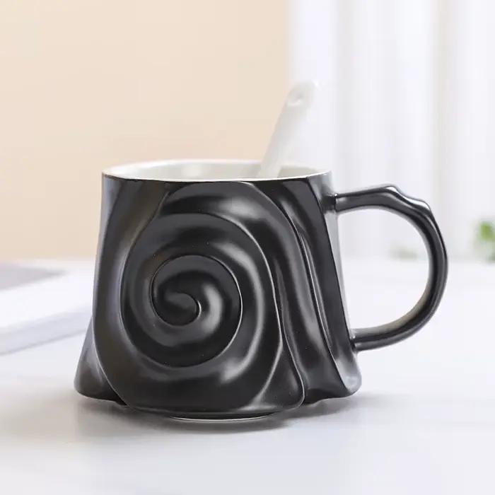 Tasse en céramique moderne avec cuillère pour café et thé occasions spéciales design nordique blanc rouge noir