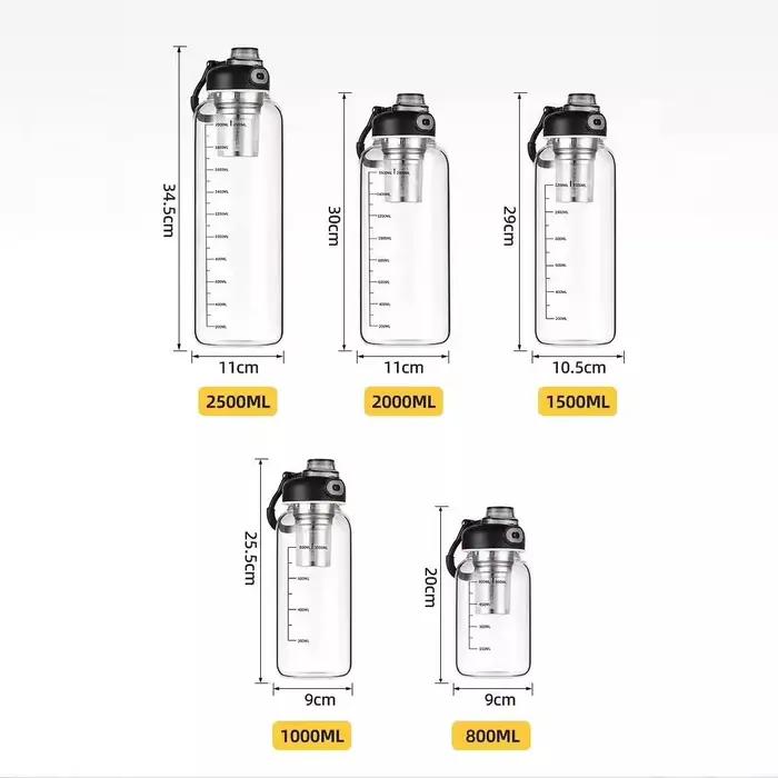Bouteilles d'eau en verre de grande capacité avec passoire à thé