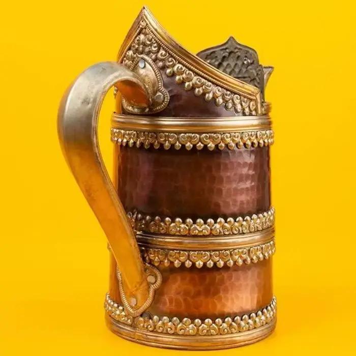 Théière au beurre tibétaine en cuivre artisanale style light luxury retro européen pour salon hôtel temple occasions spéciales