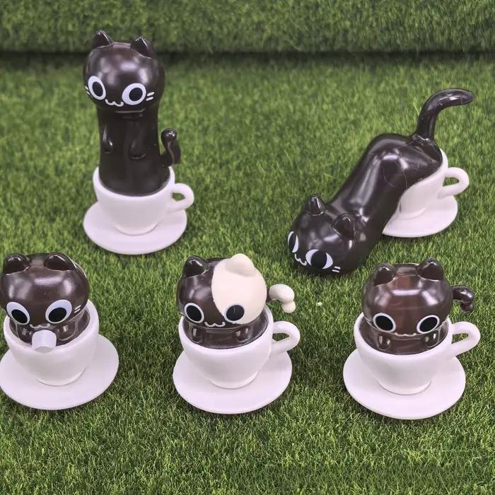 Figurine de chat liquide Transparent, thème café, poupée transparente, poupée décorative amusante, o
