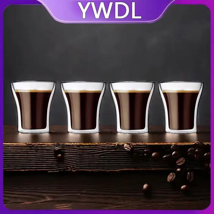 Tasses à expresso à double paroi en verre borosilicate, tasse à thé, vin, lait, tasse à boisson rési