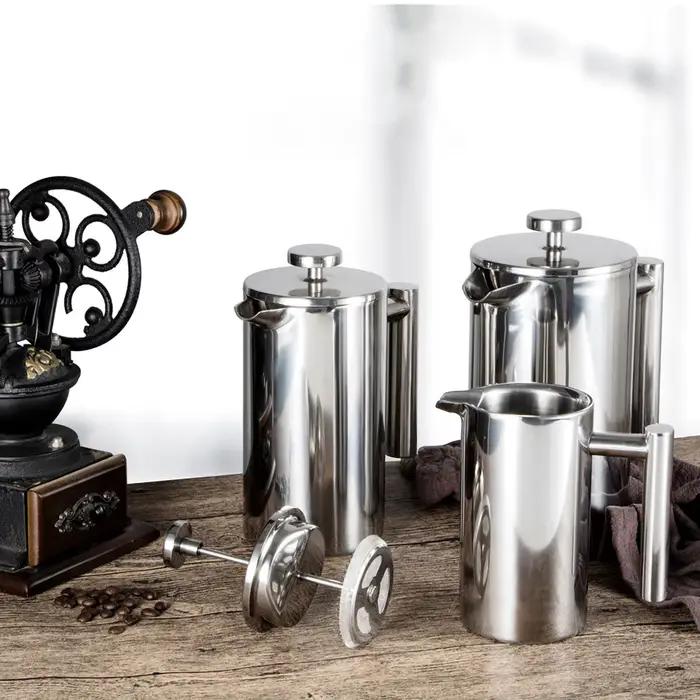 Presse française avec filtre, cafetière faite à la main, en acier inoxydable, haute qualité, Double