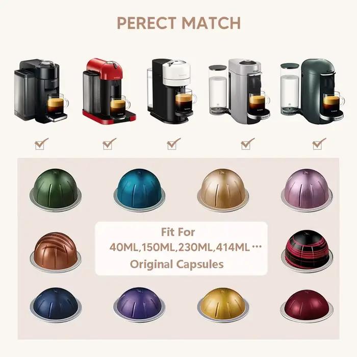 Capsules de café réutilisables 80/150/230ml, 6 pièces, et trois dosettes Vertuoline en silicone pour