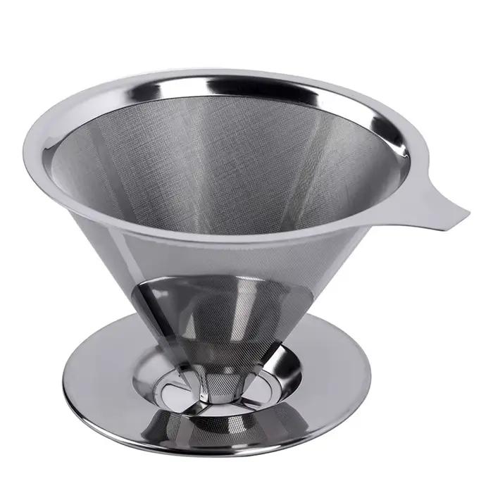 Porte-filtre à café réutilisable double couche en acier inoxydable, passoire à thé, accessoires de c