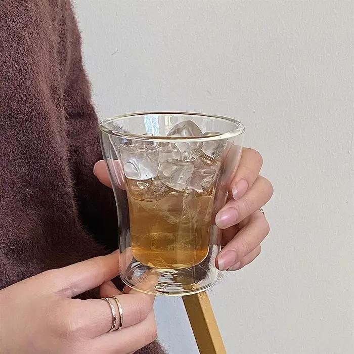 Tasses à expresso à double paroi en verre borosilicate, tasse à thé, vin, lait, tasse à boisson rési