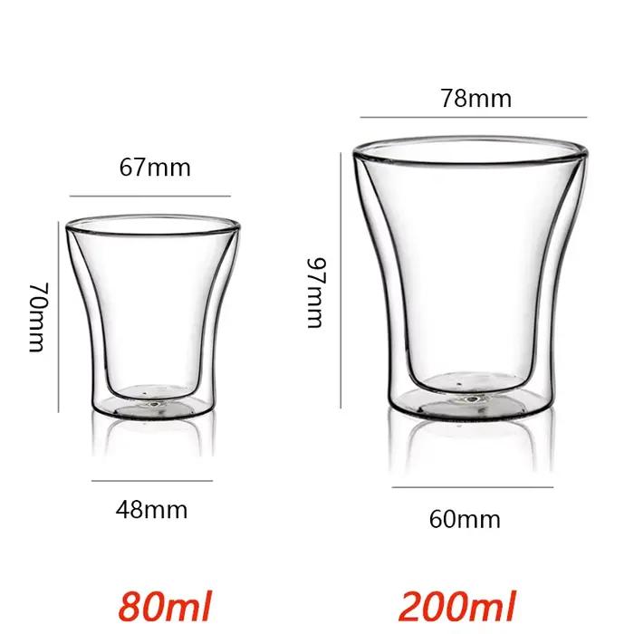 Tasses à expresso à double paroi en verre borosilicate, tasse à thé, vin, lait, tasse à boisson rési
