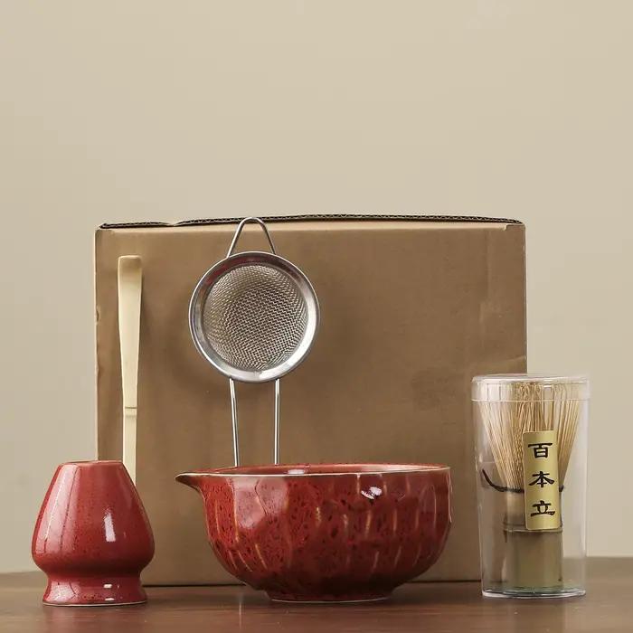 1 ensemble d'ensemble en céramique matcha japonaise, y compris bol matcha de transformation du four,