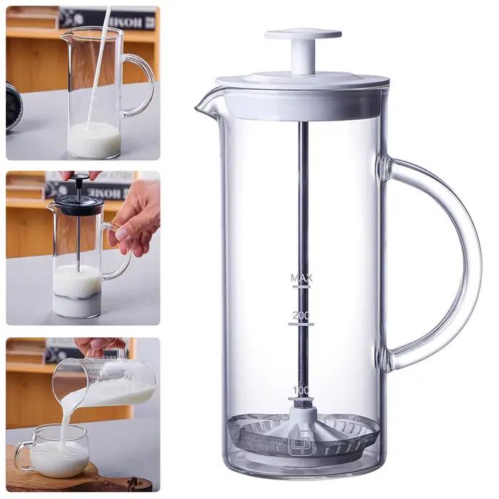 Mousseur à lait manuel en verre, mousseur à lait, cafetière en maille de verre, presse française, mo