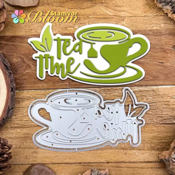 Original belle tasse de thé couches titre temps de thé matrices de découpe en métal Scrapbooking gau