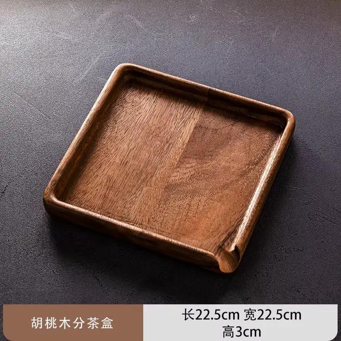 Plateau à thé pu-erh en bois de noyer avec boîte à thé à feuilles mobiles intégrée, organisateur de