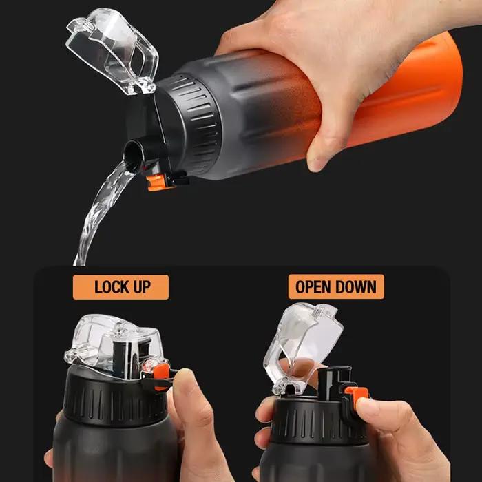 FEIJIAN Thermos double paroi, bouteille de sport, 600 ml, acier inoxydable 18/10, flacon sous vide,