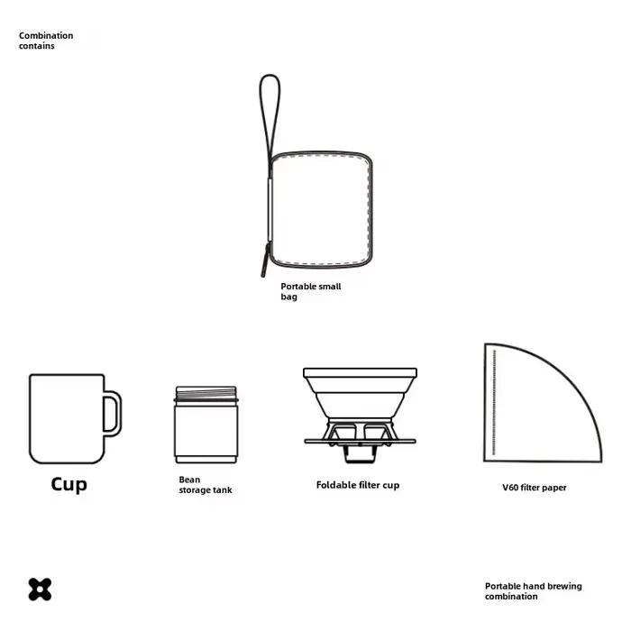 Ensemble de café infusé à la main de voyage, tasse filtrante en Silicone Portable de Camping de tran