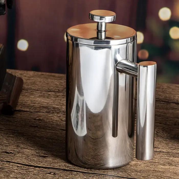 Presse française avec filtre, cafetière faite à la main, en acier inoxydable, haute qualité, Double