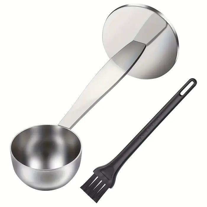 Cuillère à café 2 en 1 avec brosse, cuillère à soupe cuillère à mesurer avec fond pressé pour presse