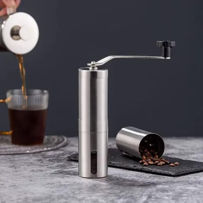 Moulin à café manuel en acier inoxydable, fraise conique manuelle, avec manivelle et 18 réglages rég